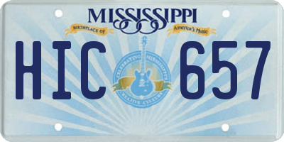 MS license plate HIC657