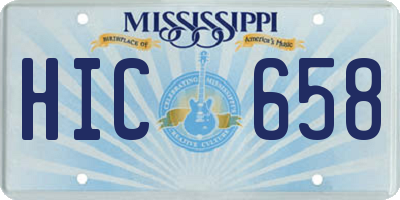 MS license plate HIC658
