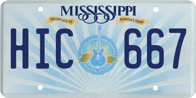 MS license plate HIC667
