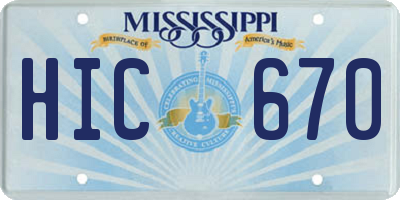 MS license plate HIC670