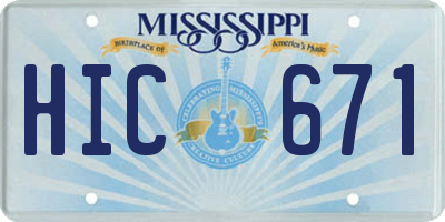 MS license plate HIC671