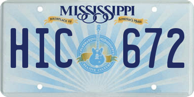 MS license plate HIC672