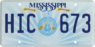 MS license plate HIC673
