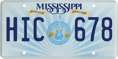MS license plate HIC678