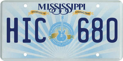 MS license plate HIC680
