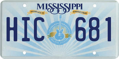MS license plate HIC681