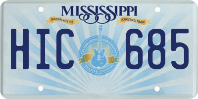 MS license plate HIC685