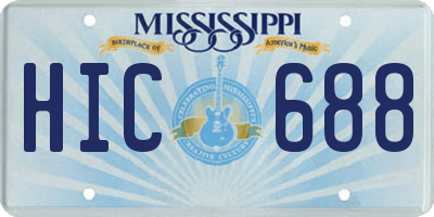MS license plate HIC688
