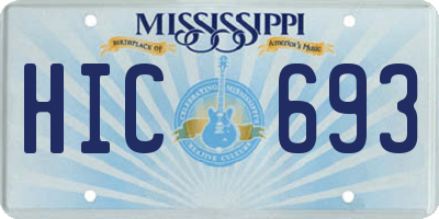 MS license plate HIC693