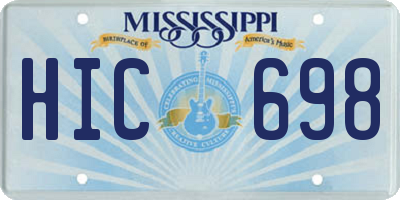 MS license plate HIC698