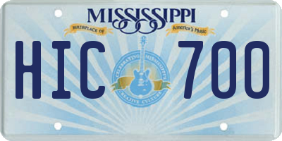 MS license plate HIC700