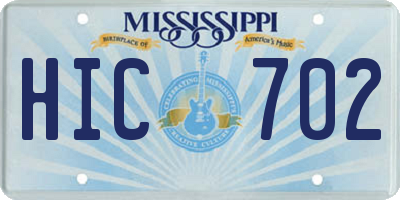 MS license plate HIC702