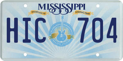MS license plate HIC704