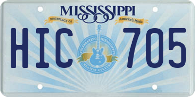 MS license plate HIC705
