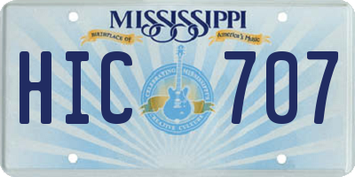 MS license plate HIC707