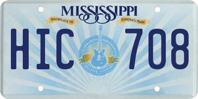 MS license plate HIC708