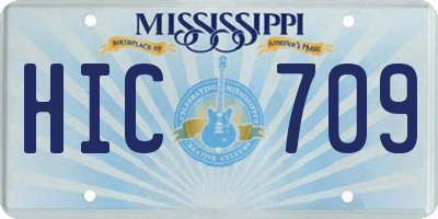MS license plate HIC709