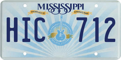 MS license plate HIC712