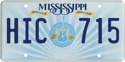 MS license plate HIC715
