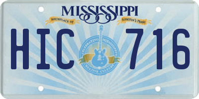 MS license plate HIC716