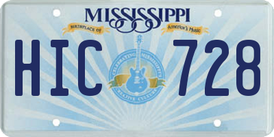 MS license plate HIC728