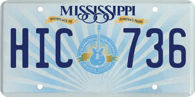 MS license plate HIC736