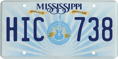 MS license plate HIC738
