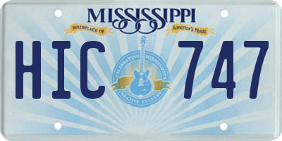 MS license plate HIC747