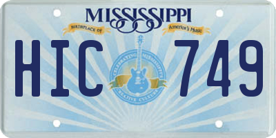 MS license plate HIC749