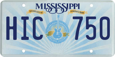 MS license plate HIC750