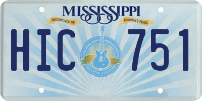 MS license plate HIC751