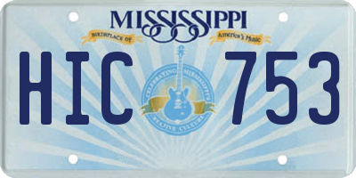 MS license plate HIC753