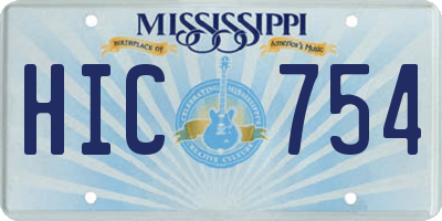 MS license plate HIC754