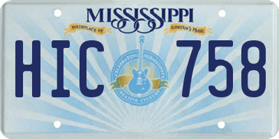 MS license plate HIC758
