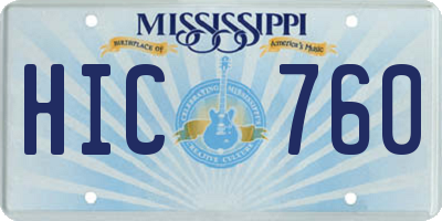 MS license plate HIC760