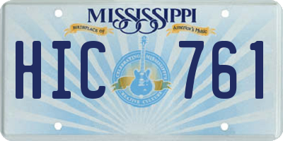MS license plate HIC761