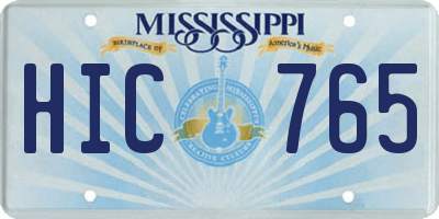 MS license plate HIC765