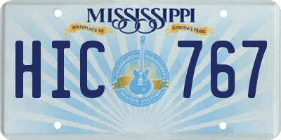 MS license plate HIC767