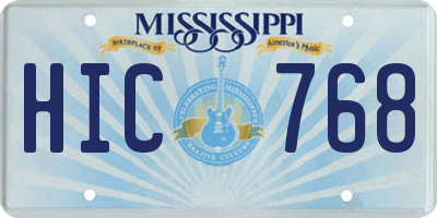 MS license plate HIC768