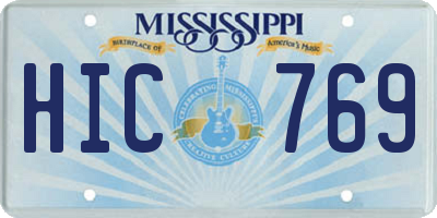 MS license plate HIC769