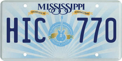 MS license plate HIC770