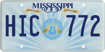MS license plate HIC772