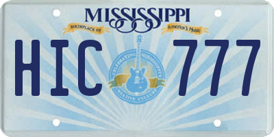 MS license plate HIC777