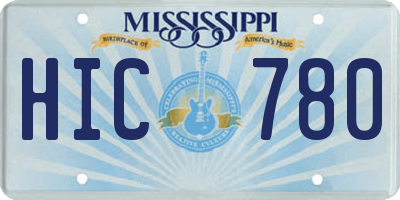 MS license plate HIC780