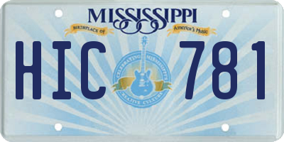MS license plate HIC781