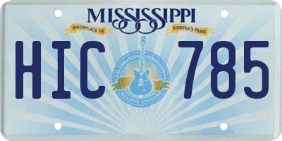 MS license plate HIC785