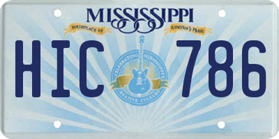MS license plate HIC786