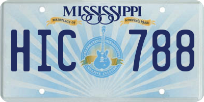 MS license plate HIC788