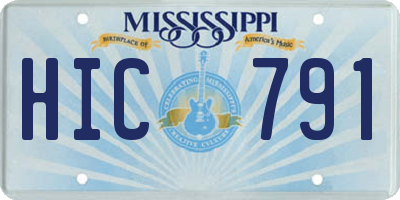 MS license plate HIC791