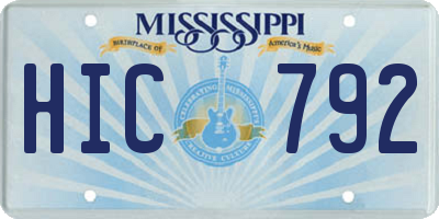 MS license plate HIC792
